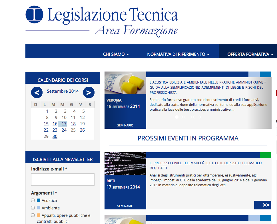 Online il portale di Legislazione Tecnica dedicato alla formazione professionale